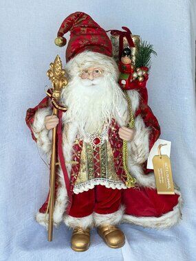Gitz & Glimmer Red Velvet Fur Trim Regal Elegant St Nick Santa Figure Stunning